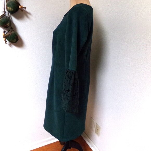 Nanette By Nanette Lepore Green Dress with Lace Bell Sleeves - Picture 5 of 6